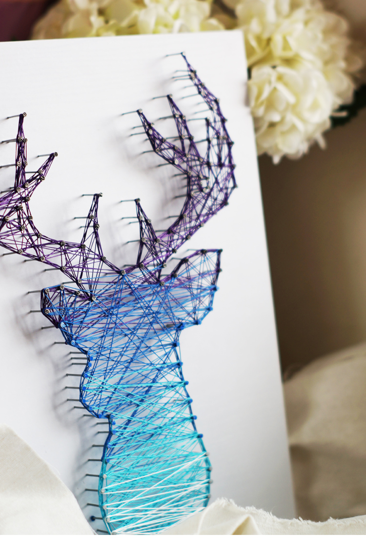 北欧鹿头星空装饰画纱线画立体 钉子绕线装饰画手工diy材料包sn9416