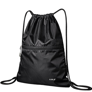 GOLF Water-Resistant Drawstring Backpack, Casual Sports Bag, Fashionable Multifunctional Lightweight Drawstring Bag with Drawstring Pocket, Black 2