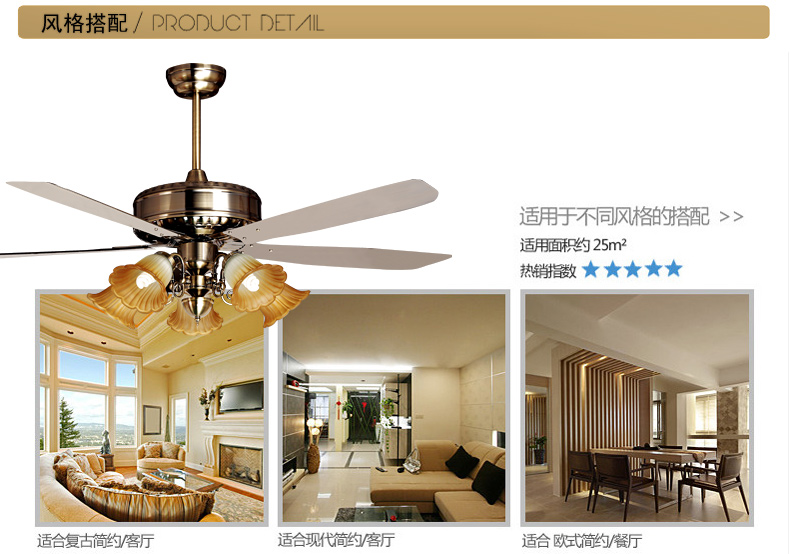 蒙特丽 风扇灯吊灯56ZSM-510T餐厅灯客厅灯防古灯具(B) 56ZSM-510T