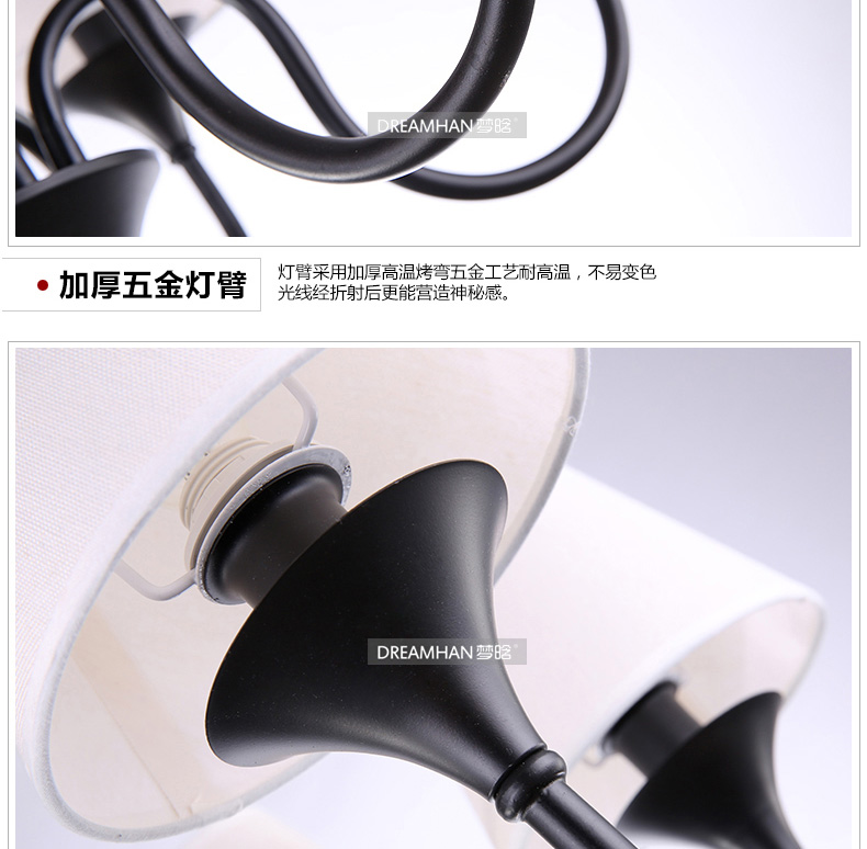 梦晗吊灯欧美式乡村现代简约铁艺客厅卧室灯餐厅灯具灯饰2012 3头米黄色灯罩