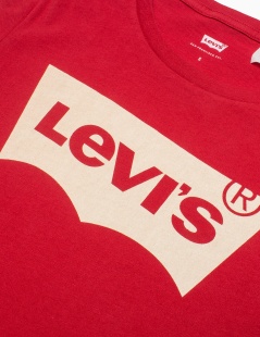 levis李维斯夏季女士logo印花纯棉红色圆领短袖t恤32223-0145 红色