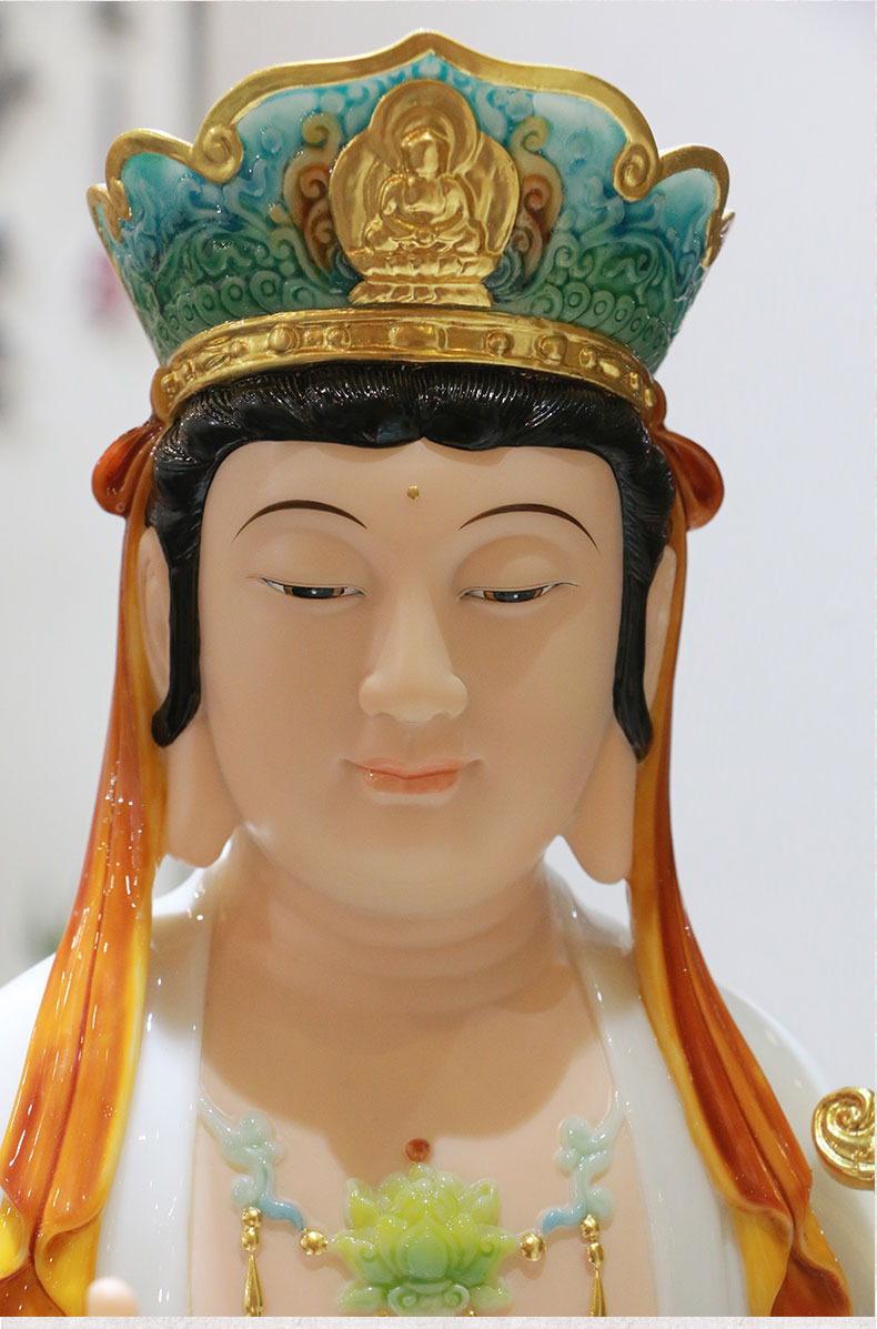 三漫陀台湾汉白玉普贤菩萨佛像家居供佛摆件普贤坐像佛教用品高40cm