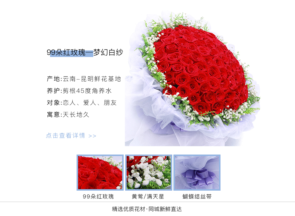 寻梦合伙人鲜花速递同城蓝色妖姬鲜花礼盒蓝玫瑰花束生日鲜花北京上海