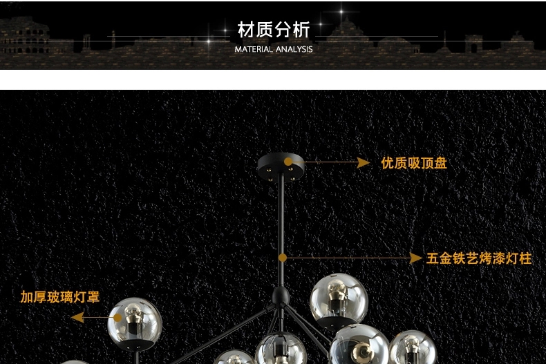 何以笙箫默同款 梦晗灯具 北欧创意个性玻璃球艺术灯饰餐厅服装店客厅枝形魔豆吊灯 10头送3瓦LED灯泡