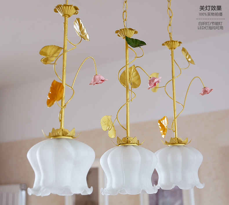 芊朵尚 餐厅灯具餐吊灯饭厅灯饰温馨田园创意楼梯 过道台灯三头小吊灯 桔色