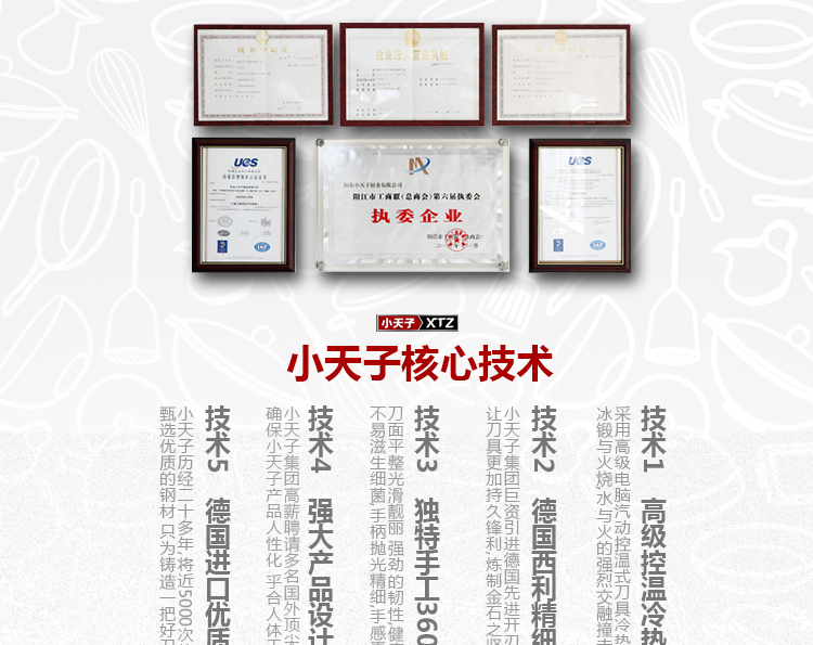 小天子 陶瓷刀套装  厨房刀具 菜刀厨房刀厨具 黑瓷5件套（黑色） 陶瓷刀套装