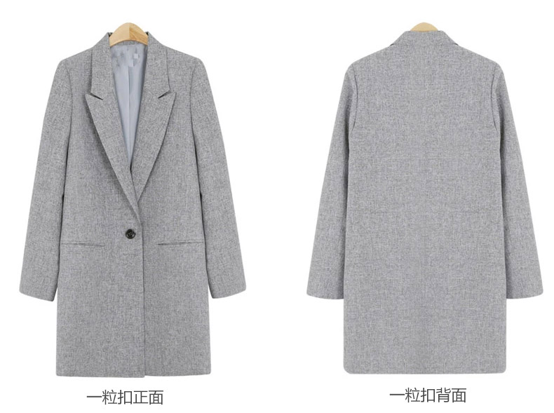 薇女子 新款女装韩版中长款修身显瘦休闲小西服薄西装女外套 C1046 灰色 XL