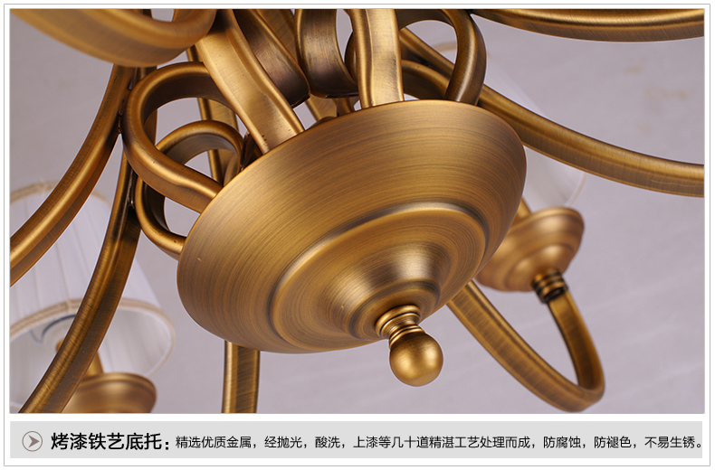 美式吊灯餐厅客厅吊灯 现代卧室吊灯 简约仿铜欧式吊灯 0237-8