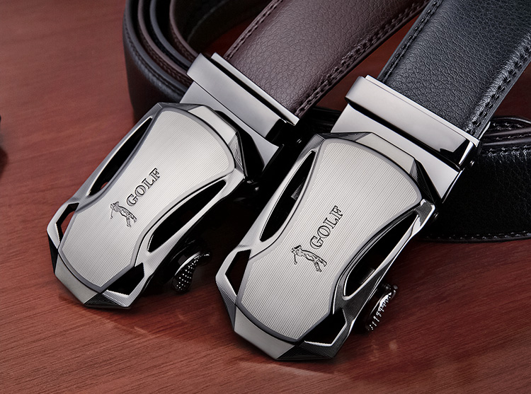 GOLF Leather Men's Belt, Durable Alloy Automatic Buckle, Jeans Waistband, Gift Box Set for Boyfriend Or Father 9