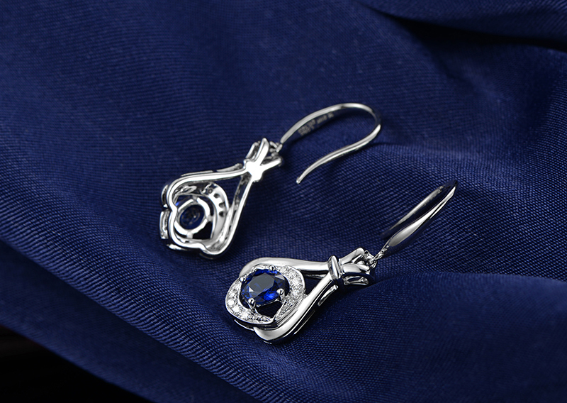 米莱珠宝105克拉皇家蓝宝石耳坠18k金镶嵌14分钻石彩色宝石耳饰15个
