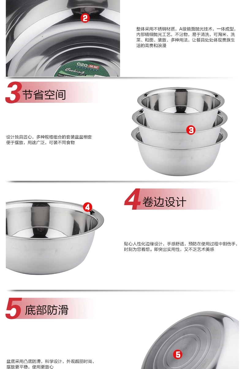 
                                                            庆展 加厚不锈钢面盆 加深厨房料理盆 沥水盆 洗脸盆 洗菜盆 蔬果盆/蔬果篮 16CM/PQ16B-7                
