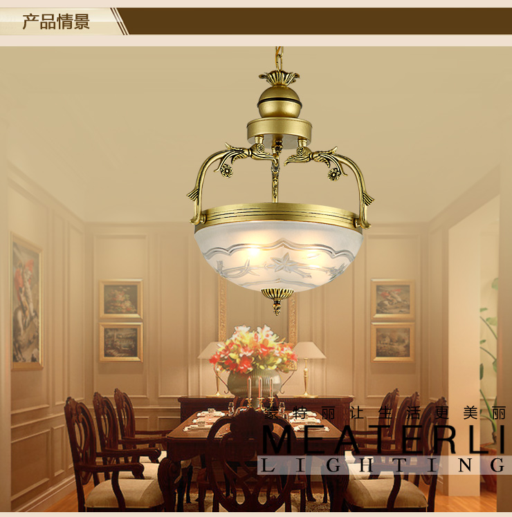 蒙特丽 餐厅卧室书房过道吊灯 99075 欧式锌/铝合金青古铜色灯饰 (B) 直径350mm*高660mm 带省电王LED光源
