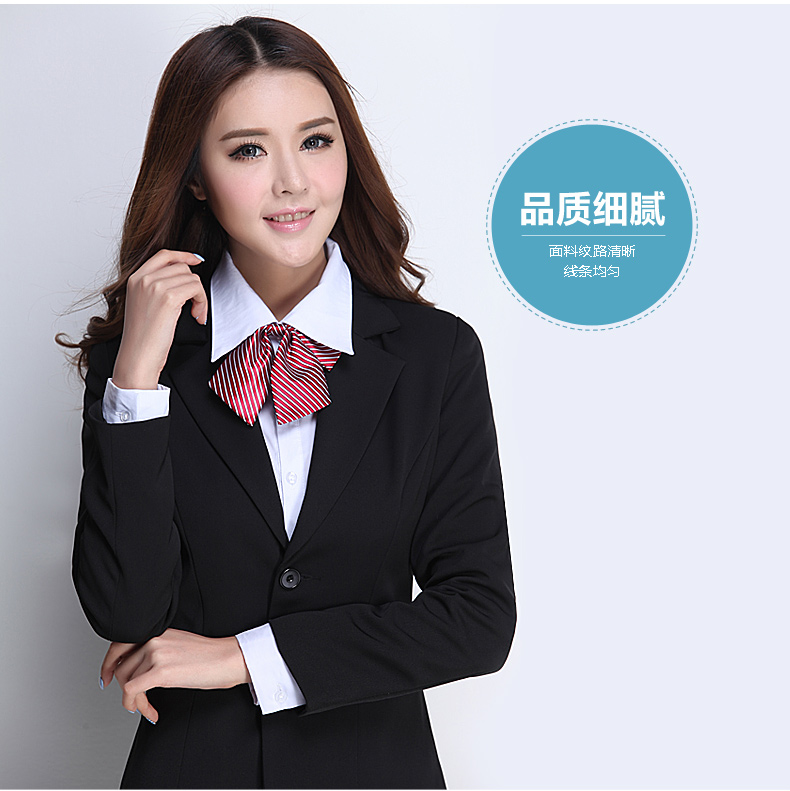 丝迷妲2016春秋新款职业装女装套装裤西装长袖OL修身西服女士正装面试工作服 黑西装+黑裤+衬衫 M