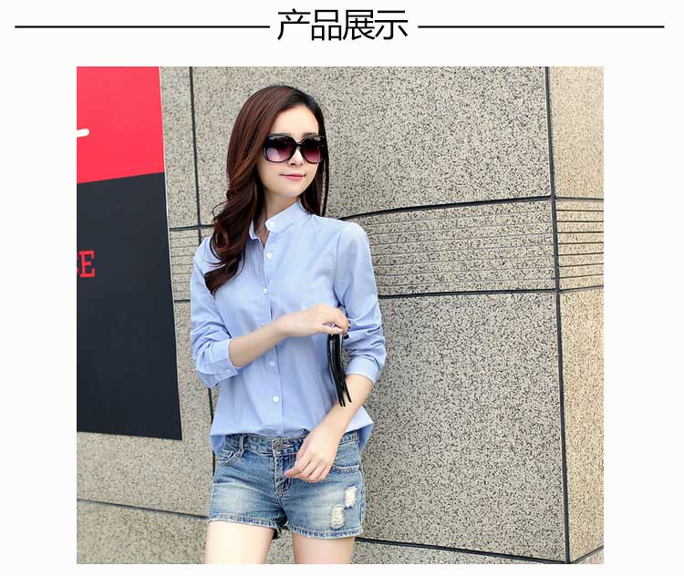 LA  秋款韩版简约宽松百搭纯色休闲衬衫 8865 玫红 XL