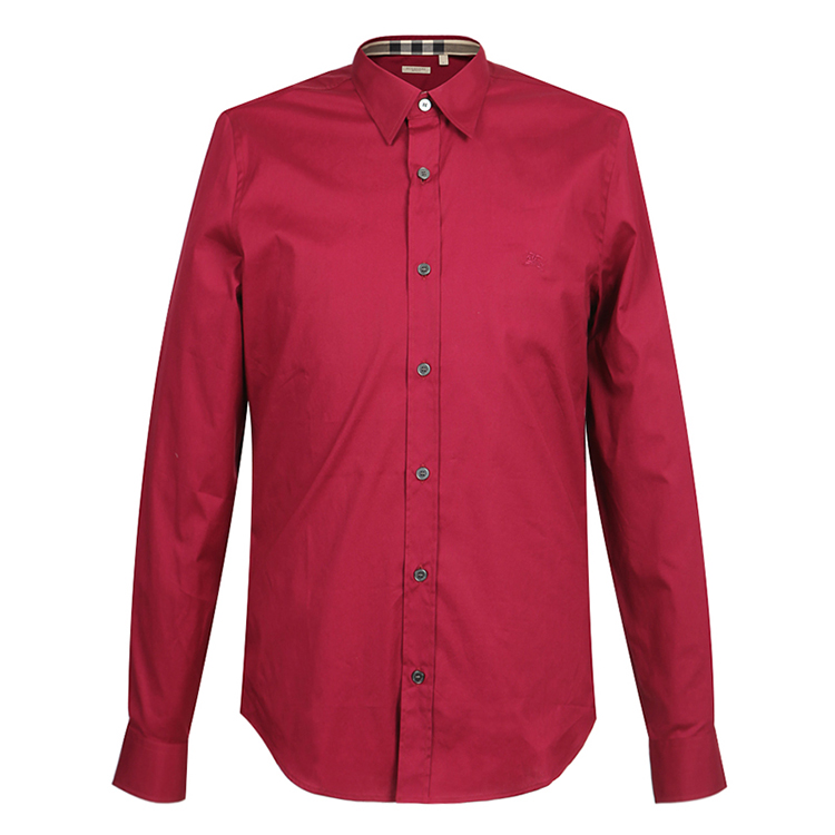 burberry巴宝莉博柏利brit男士长袖衬衫棉质3963310 深红色 l