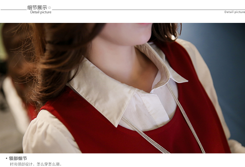 睿曈2015秋季新款韩版七分袖学院风衬衫女wr01350 深红色 L