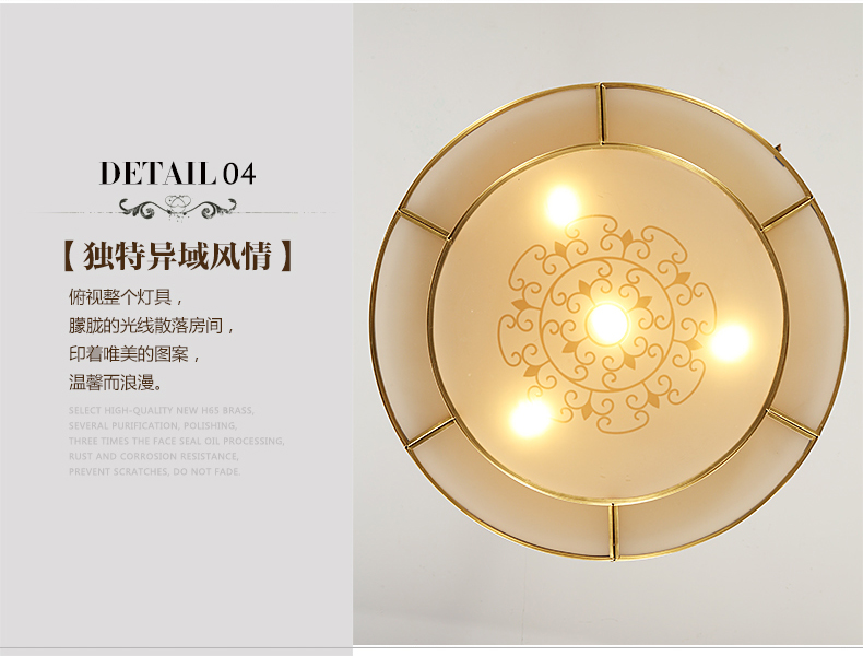 
                                        月影凯顿欧式全铜led吸顶灯圆形客厅灯美式卧室灯具餐厅书房灯饰 4灯-直径50cm-高14cm                