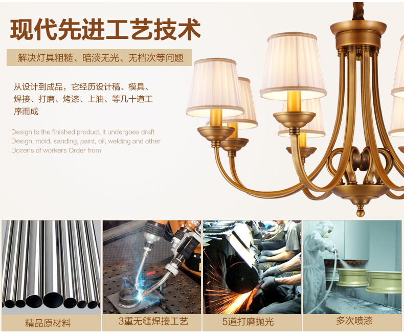 美式吊灯餐厅客厅吊灯 现代卧室吊灯 简约仿铜欧式吊灯 0237-8