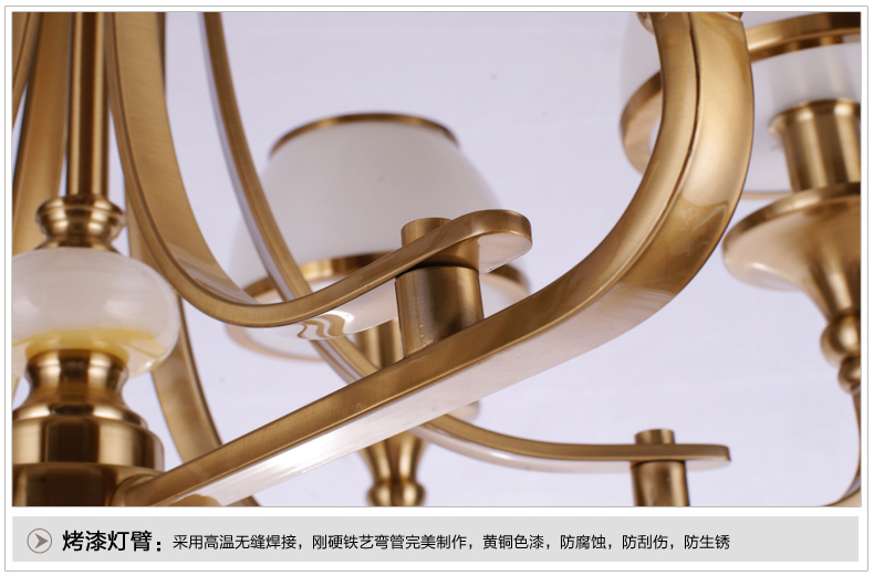 美式吊灯餐厅客厅吊灯 现代卧室吊灯 简约仿铜欧式吊灯 0255-6