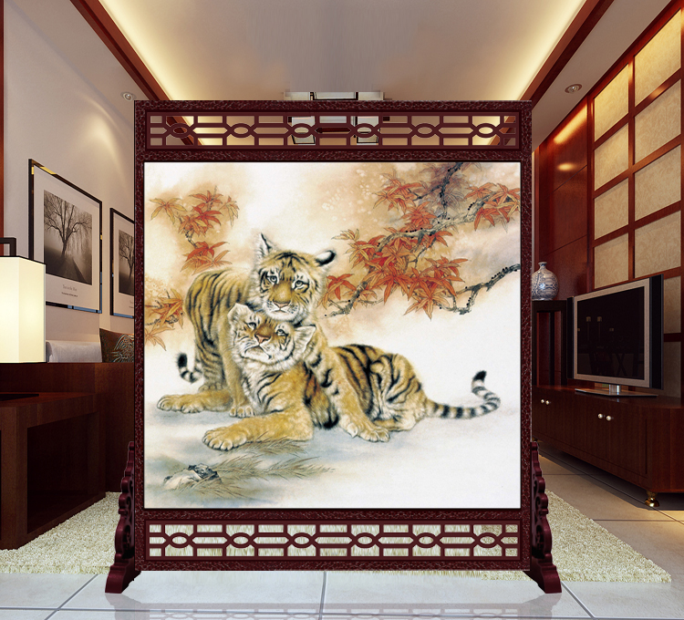 
                                        私人定制中式座屏 书房酒店雕花屏风 办公室客厅玄关隔断双面屏风150x180cm 15-011                