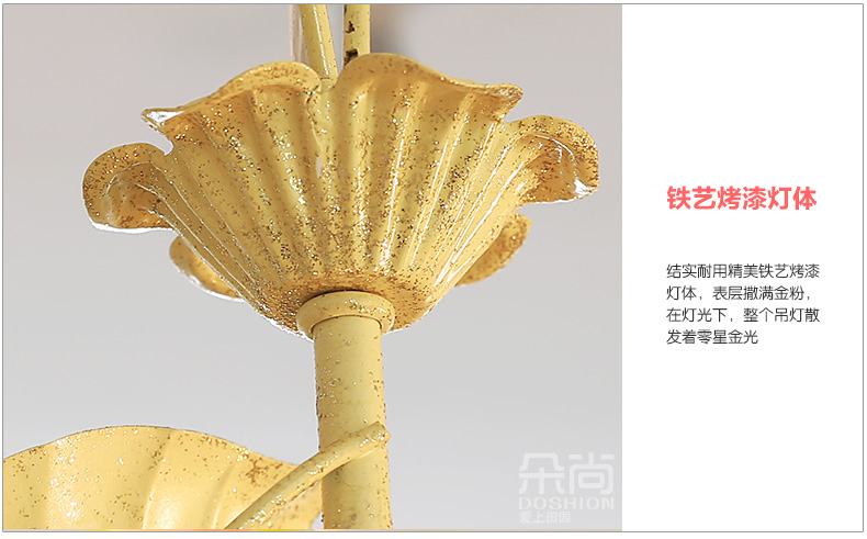 芊朵尚 餐厅灯具餐吊灯饭厅灯饰温馨田园创意楼梯 过道台灯三头小吊灯 桔色