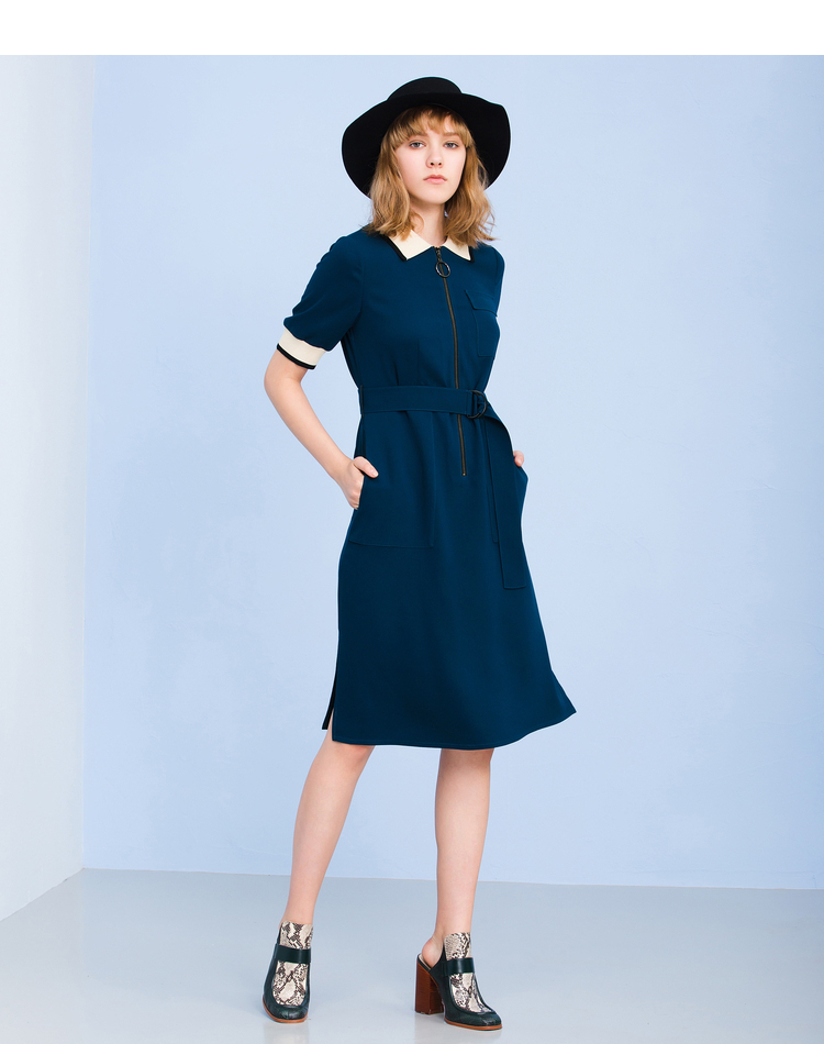 [秒变女王]gloria/歌莉娅女装新品修身显瘦休闲风运动风连衣裙177c4c