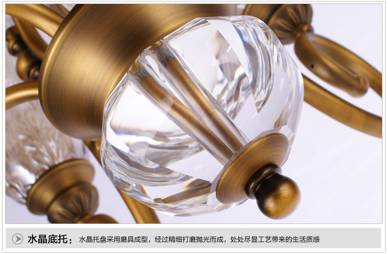 美式吊灯餐厅客厅吊灯 现代卧室吊灯 简约仿铜欧式吊灯 0270-3