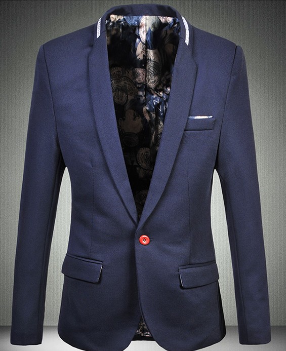 丹杰仕 秋冬新款男士大码休闲西服时尚单排一粒扣西装外套男 红色 l