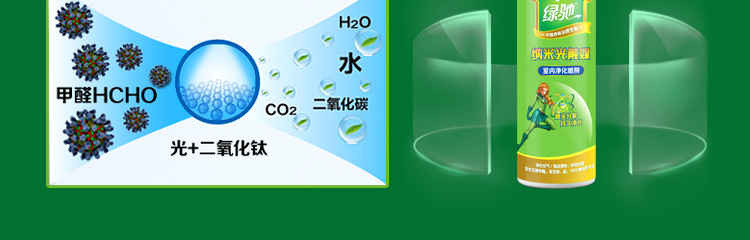 
                                        
                                                            绿驰 装修除味一喷净 新房装修家具甲醛清除剂 植物型除甲醛苯去油漆味 空气净化喷雾剂500ml                