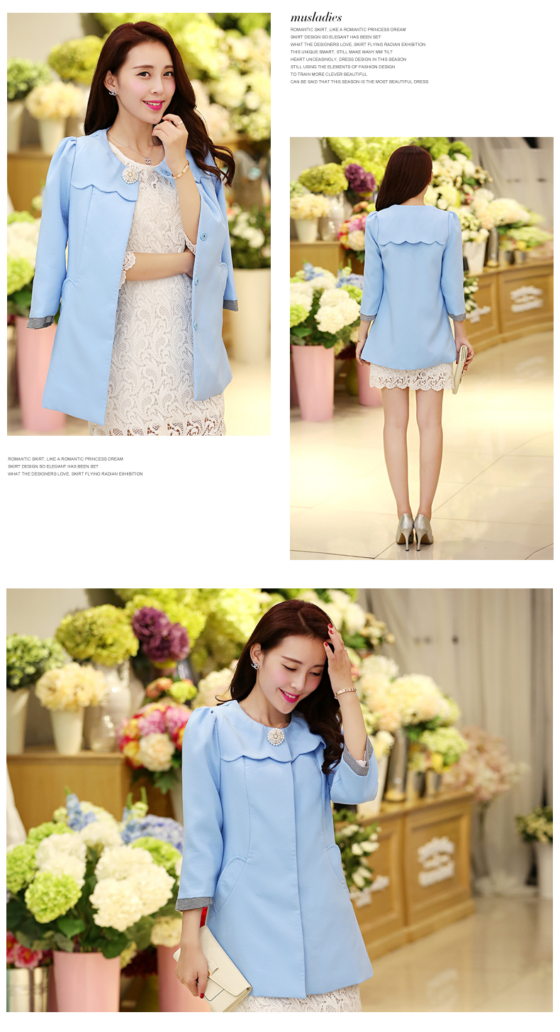 百恋绢纺2015秋季女装新款圆领九分袖风衣外套BL801079 白色 XL