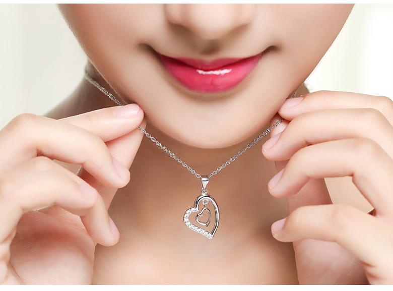 沉鱼落雁925银项链女韩版时尚吊坠锁骨链学生简约毛衣链银饰品刻字