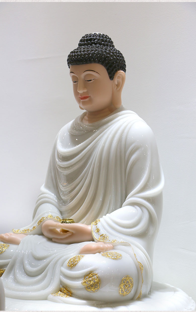三漫陀汉白玉佛像释迦牟尼佛坐像阿弥陀佛佛像药师佛如来佛主摆件