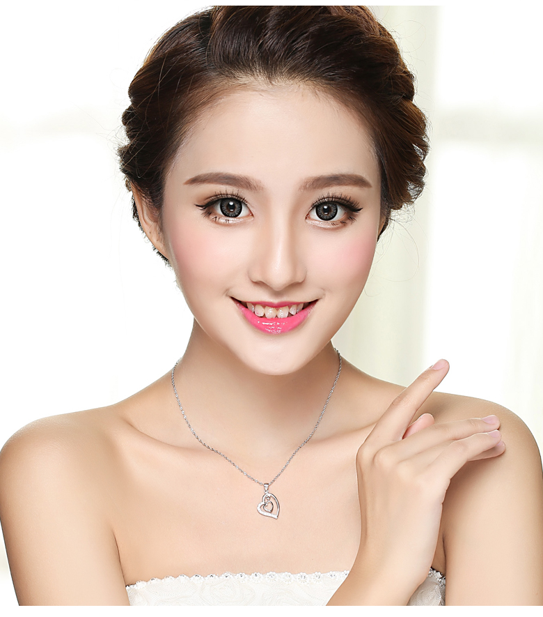 沉鱼落雁925银项链女韩版时尚吊坠锁骨链学生简约毛衣链银饰品刻字