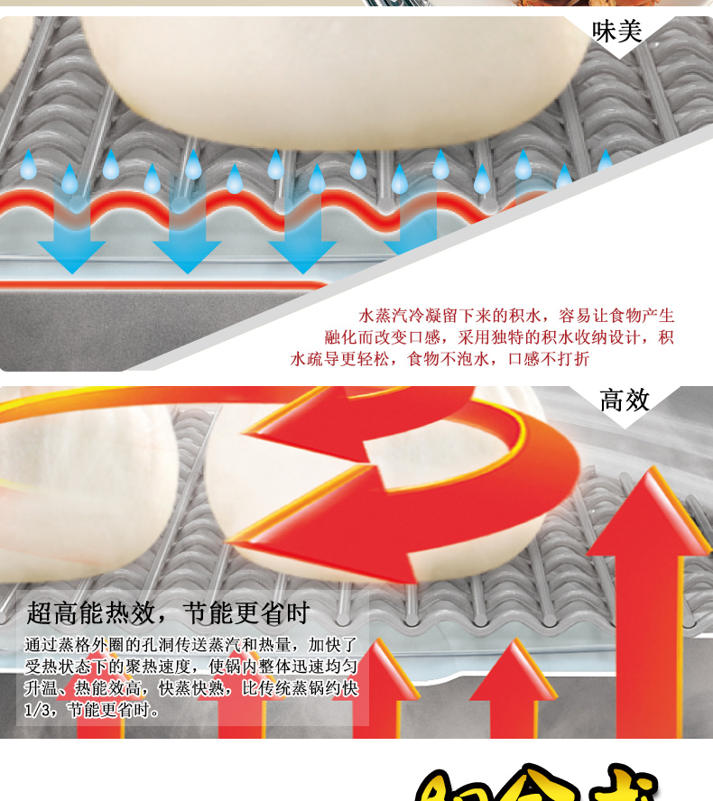 爱仕达烹饪工具 ASD 28厘米三层不窜味不锈钢蒸锅 电磁炉通用 QL1528S