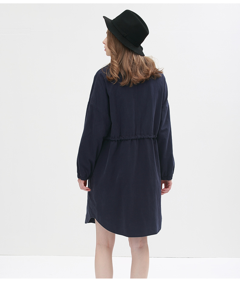 
                                        谜底2016新款文艺纯棉风衣外套女中长款5CDW0130 棕绿 XL                
