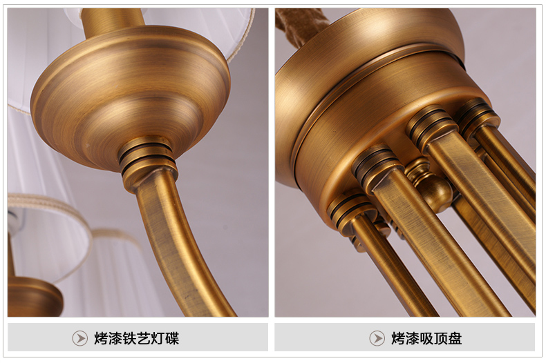 美式吊灯餐厅客厅吊灯 现代卧室吊灯 简约仿铜欧式吊灯 0237-8