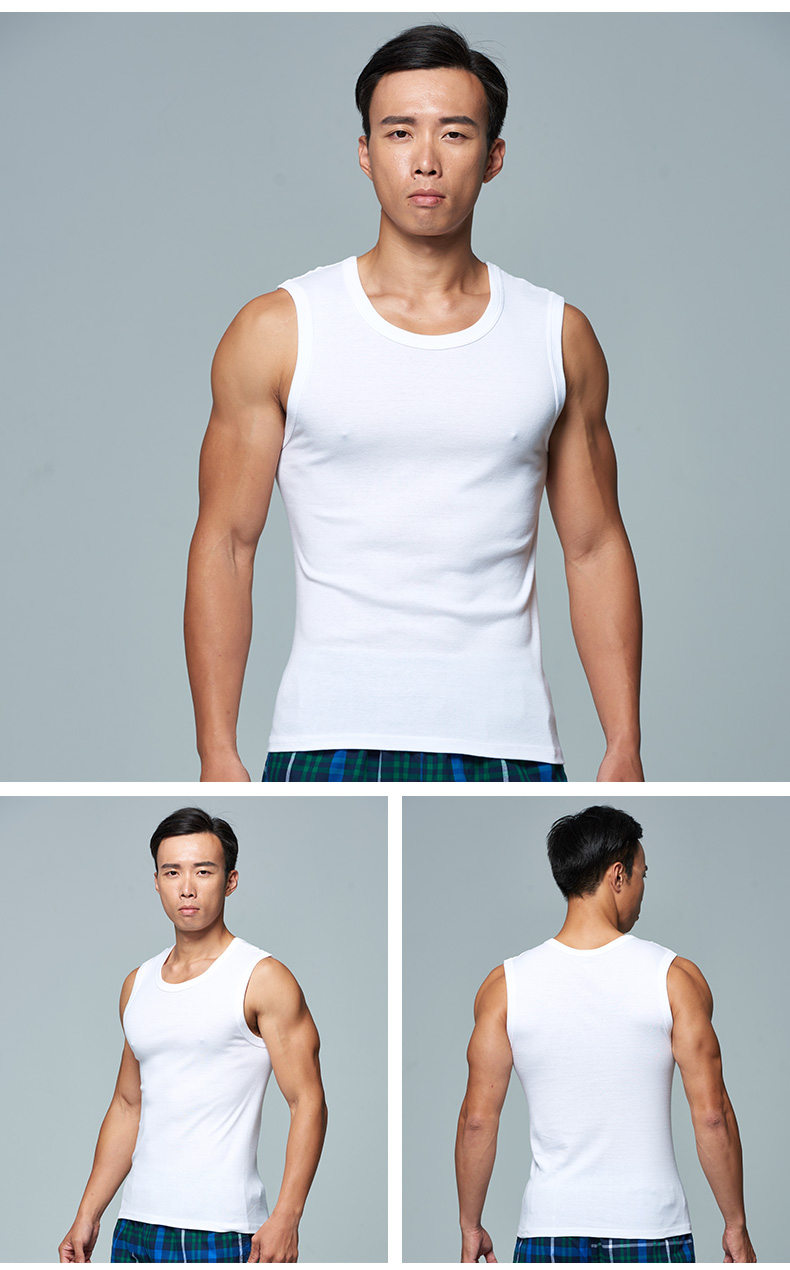 宜而爽背心男士宽肩运动棉质汗衫跨栏打底无袖老头衫家居透气打底衫