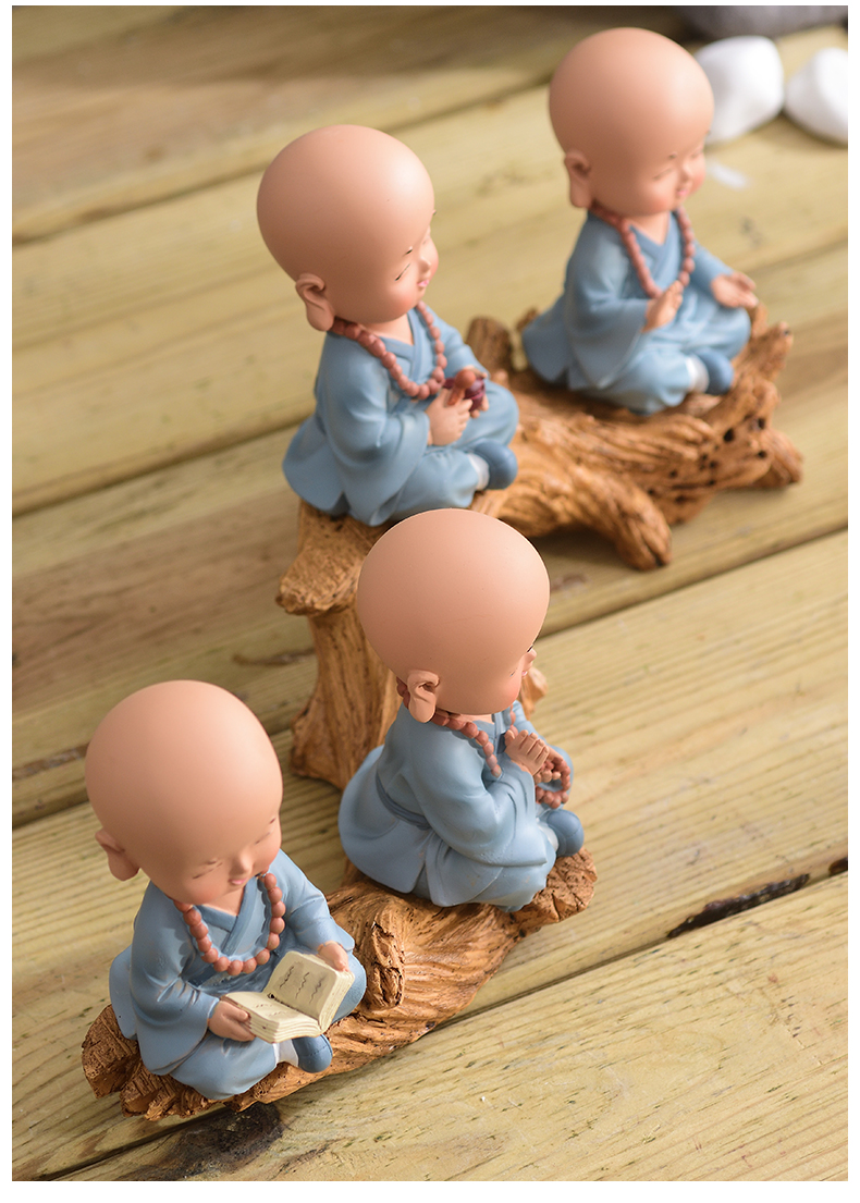 欧风花都新中式小沙弥小摆件禅意小和尚可爱小僧小佛创意家居装饰品