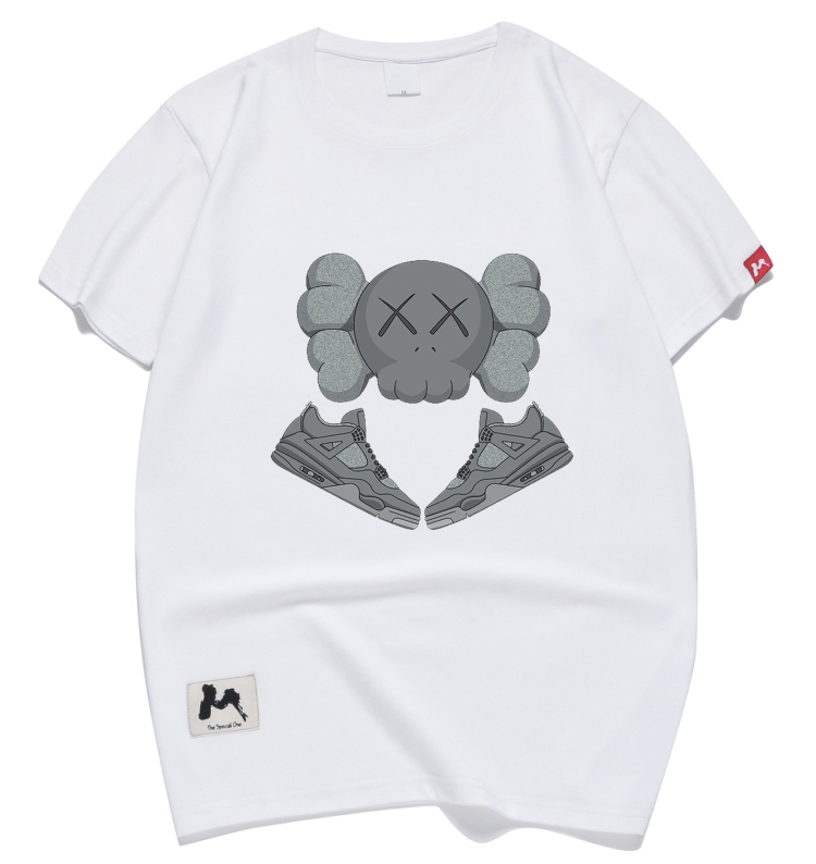 珂梵图原创潮牌欧美bf风恶搞kaws卡通情侣上衣纯棉宽松短袖印花t恤衫