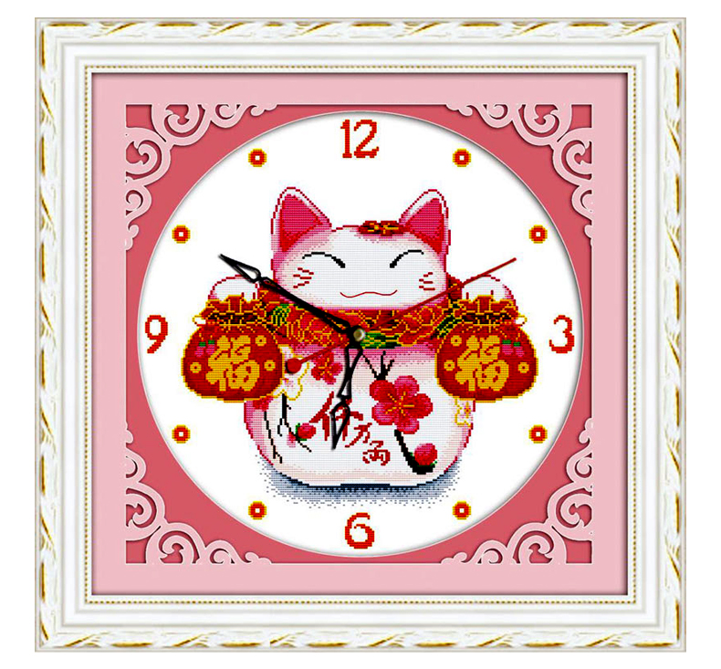 
                                        蒙娜丽莎十字绣5D钻石画十字绣千万两挂钟表系列招财猫圆贴画钻石画餐厅装饰画十字绣钻石画福袋 钻石画千万两50*50厘米+.                