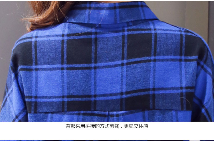 情诗人  2015纯棉格子衬衫 女 长袖2015秋全棉 衬衣防晒衣大码女装8011 红黑格子 L