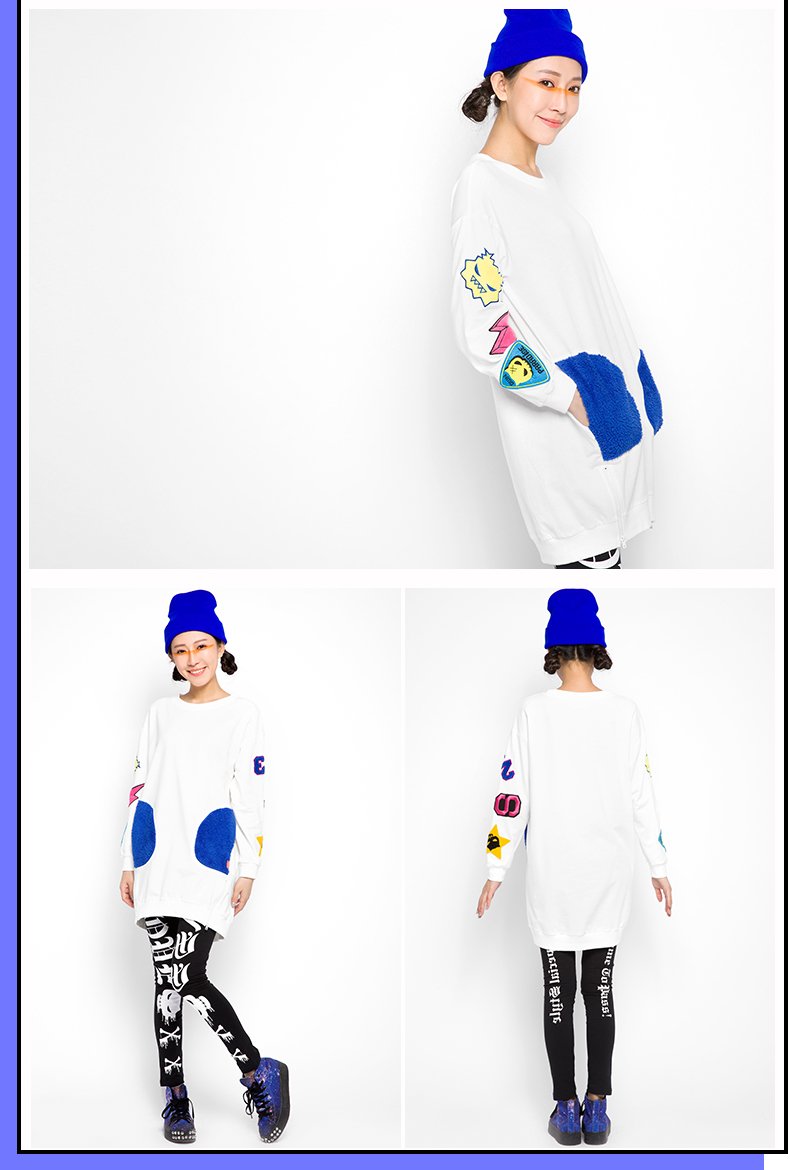 PASS女装秋冬新款 长袖撞色短款连衣裙6532411095 黑色 M