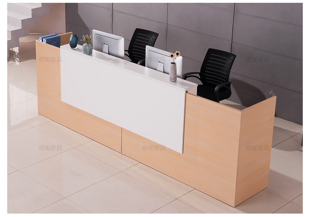 奇甸上海办公家具板式前台接待台公司前台收银台现代简约咨询台办公桌