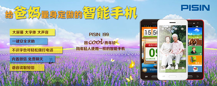 派信(PISIN) 爱久久 I99 联通 3G智能老人手机 双卡双待 健康黑