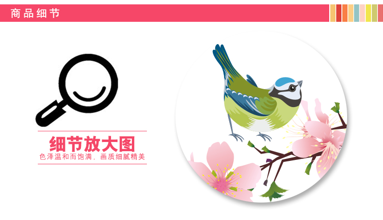 乐宅 浪漫客厅电视背景墙贴纸 可移除花鸟贴画 卧室沙发墙壁装饰