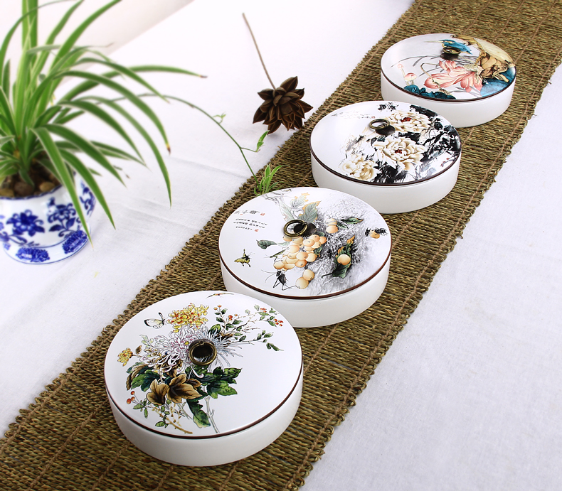 
                                                                                鼎艺普洱茶饼罐陶瓷密封茶叶罐定窑散茶七子饼存储茶罐大号带盖普洱茶盒 064茶饼罐-墨色牡丹简装（送茶针）                