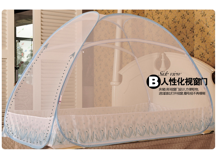 
                                                                                蒙古包蚊帐拉链三开门免安装折叠钢丝单人1.2m1.5米1.8米床无底 花之恋 粉色 【加高 宽敞型】 1.8m床                