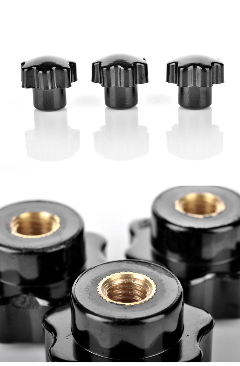 星型螺母胶木螺母 手拧螺丝 手拧螺母 七星把手柄螺丝帽 m10铜芯(头径