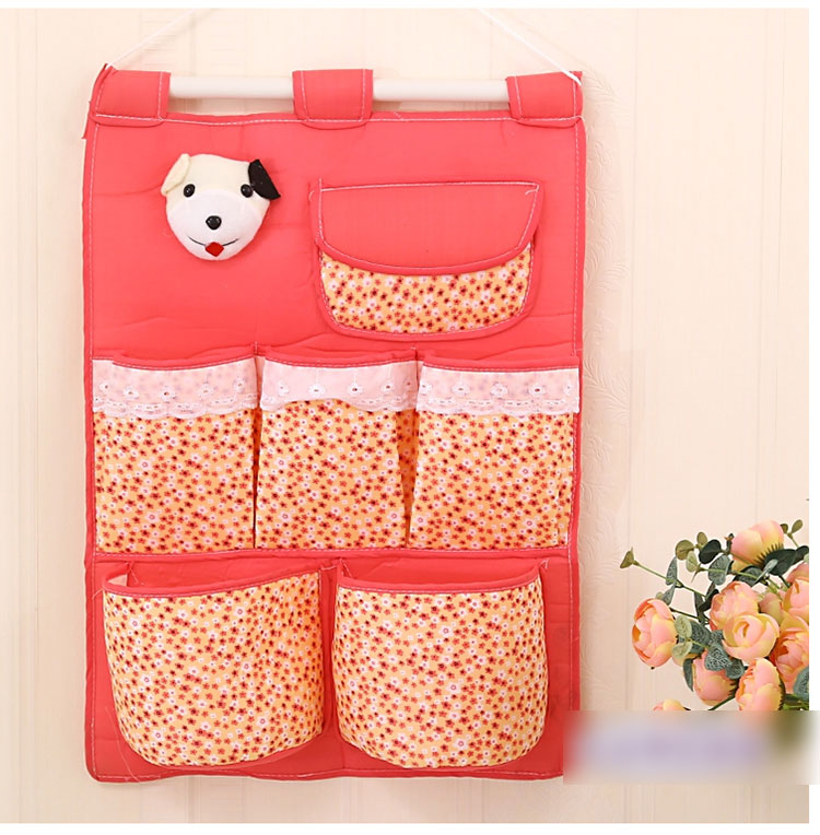 创意田园蕾丝小碎花挂兜挂袋收纳袋家居墙挂式门后布艺花卉挂式多层储