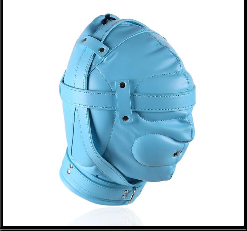 桃色缘海绵头罩鼻孔进气式窒息皮革头套sm情趣用品男女用器具sm夫妻